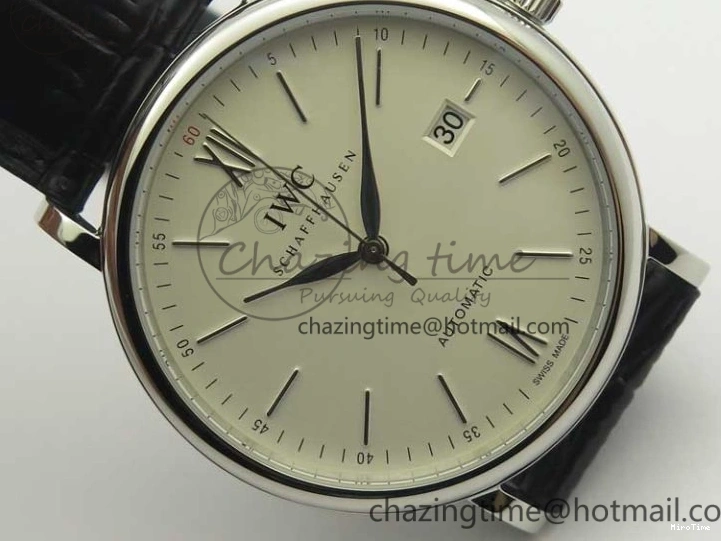 MIROTIME 0812 Portofino Automatic SS MKF 1:1 Best Edition White Dial On Black Leather Strap MIYOTA 9015 V Original 7204